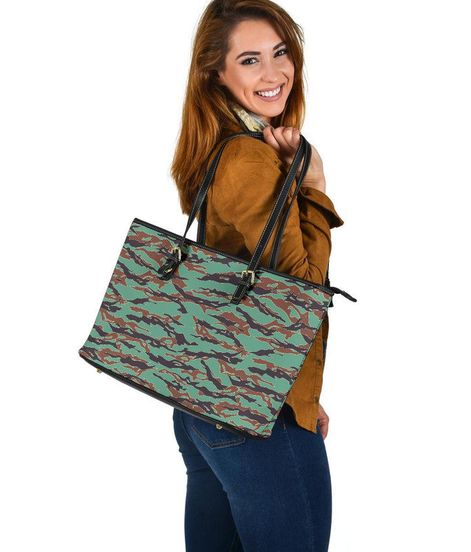 Army Guyana Tiger Stripe Camouflage Seamless Leather Tote RLT8