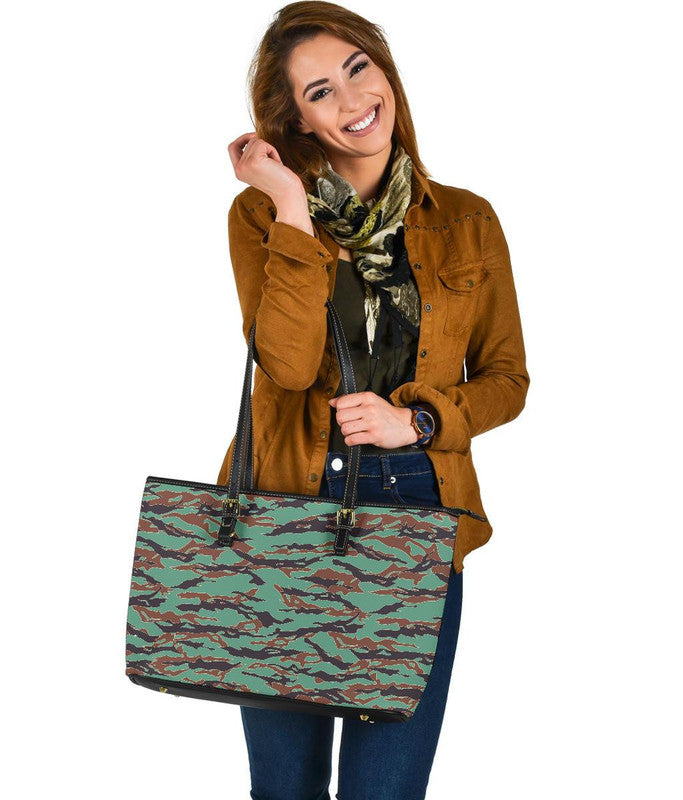 Army Guyana Tiger Stripe Camouflage Seamless Leather Tote RLT8