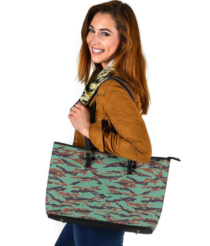 Army Guyana Tiger Stripe Camouflage Seamless Leather Tote RLT8