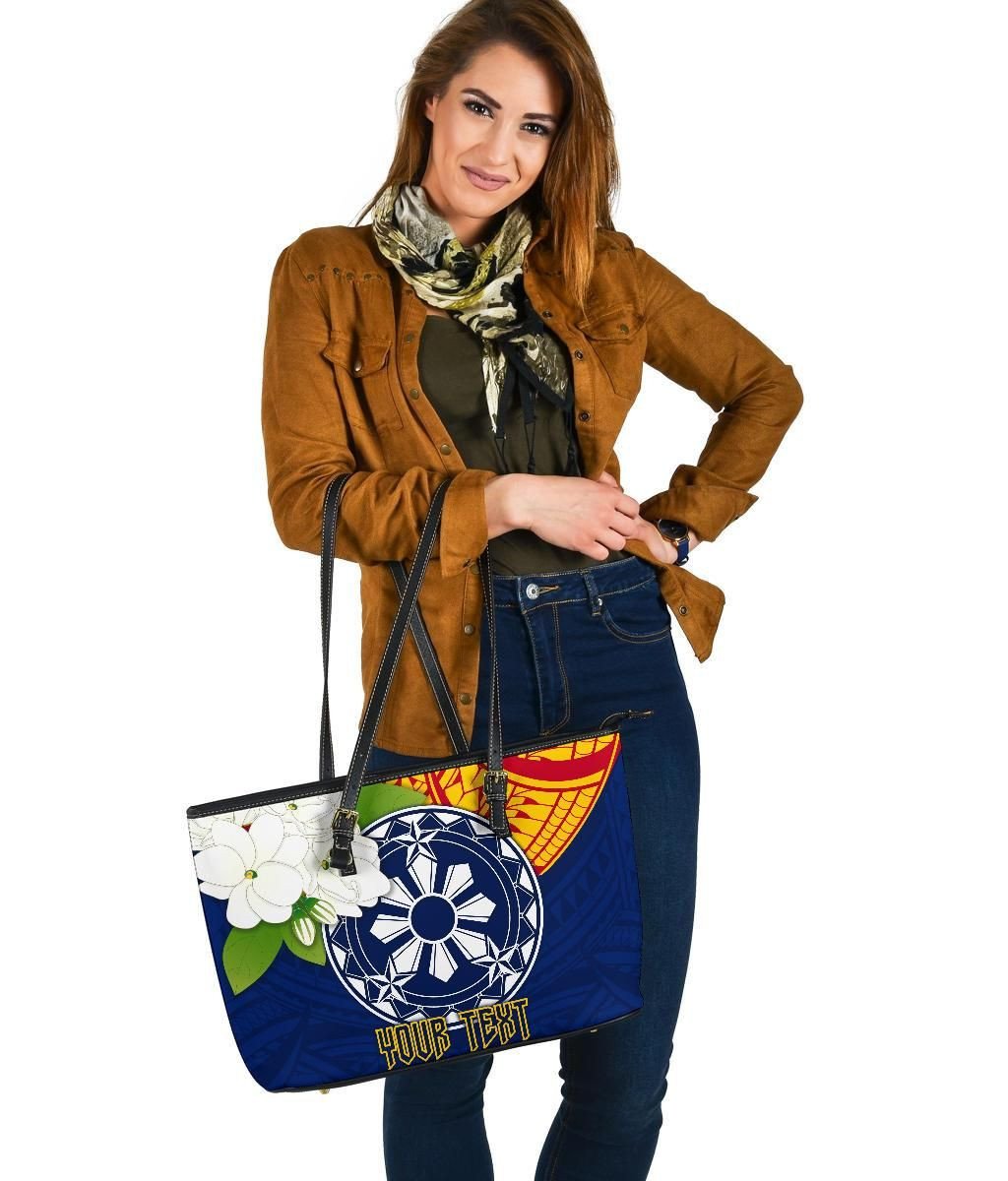 The Philippines Personalised Leather Tote Bag Filipino Sampaguita RLT6