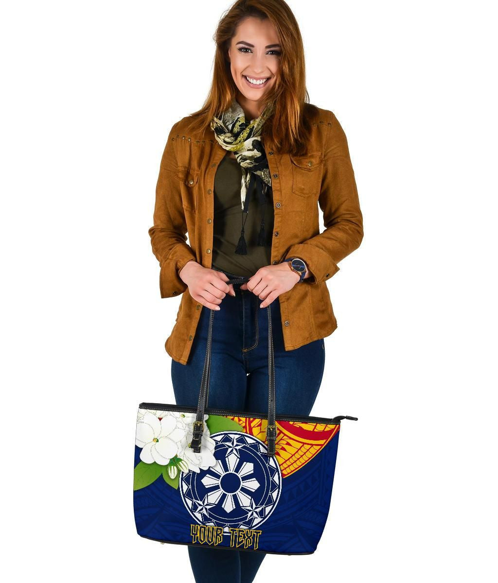 The Philippines Personalised Leather Tote Bag Filipino Sampaguita RLT6