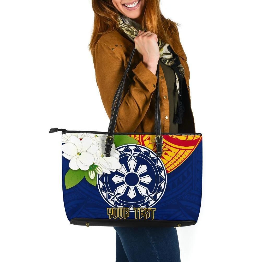 The Philippines Personalised Leather Tote Bag Filipino Sampaguita RLT6