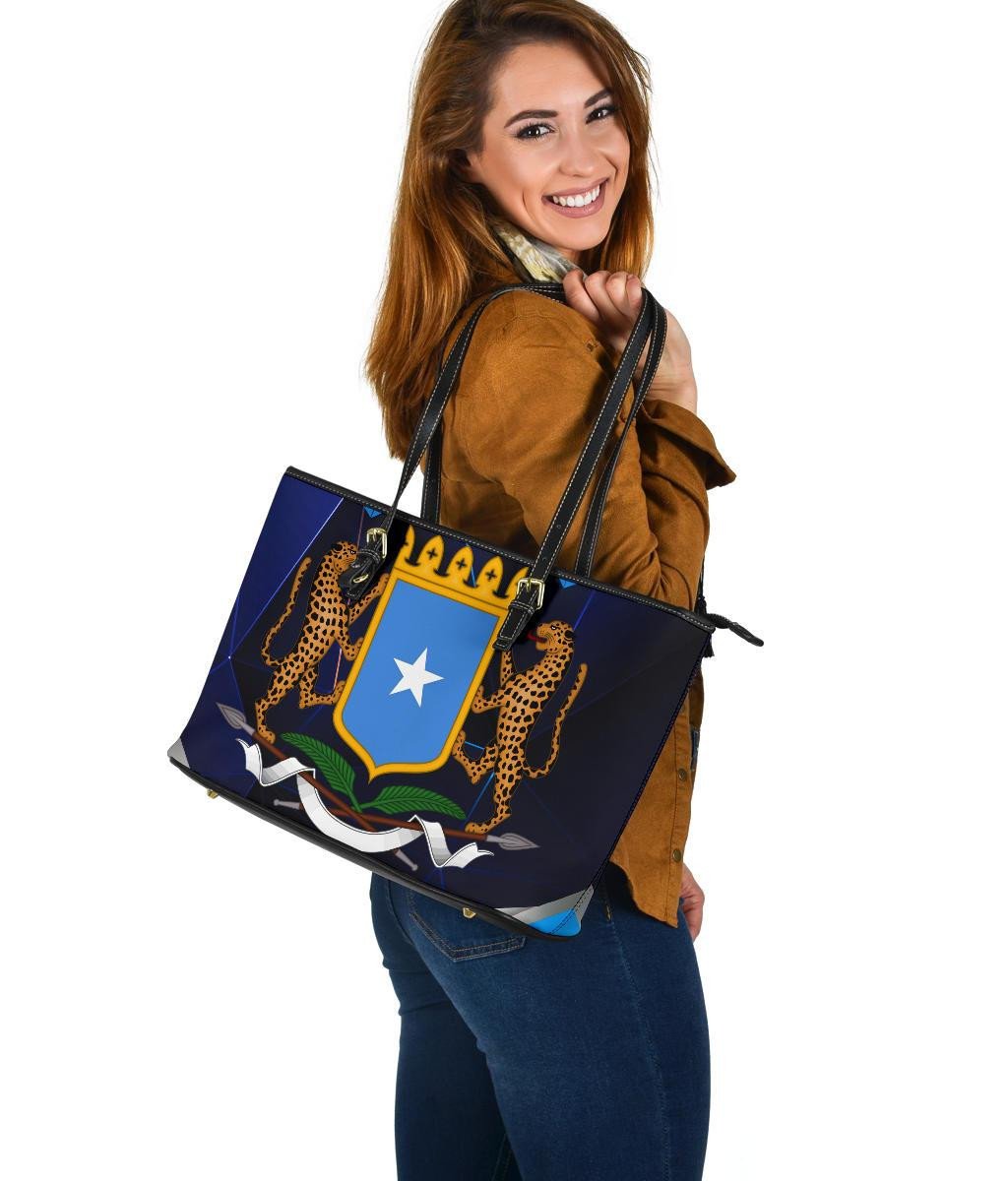 Somalia Leather Tote Coat Of Arms Somalia With Leopard RLT8