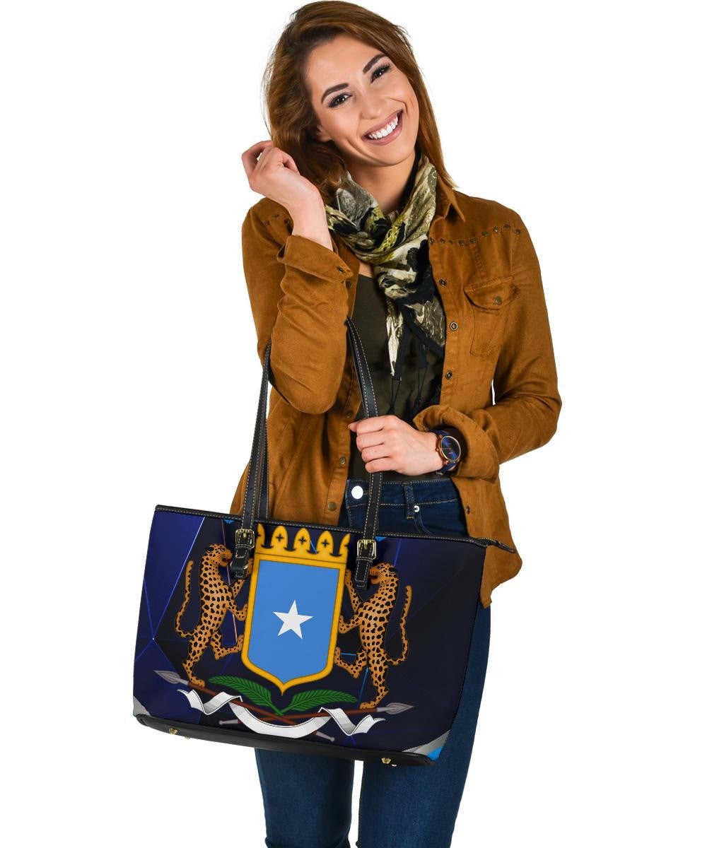 Somalia Leather Tote Coat Of Arms Somalia With Leopard RLT8