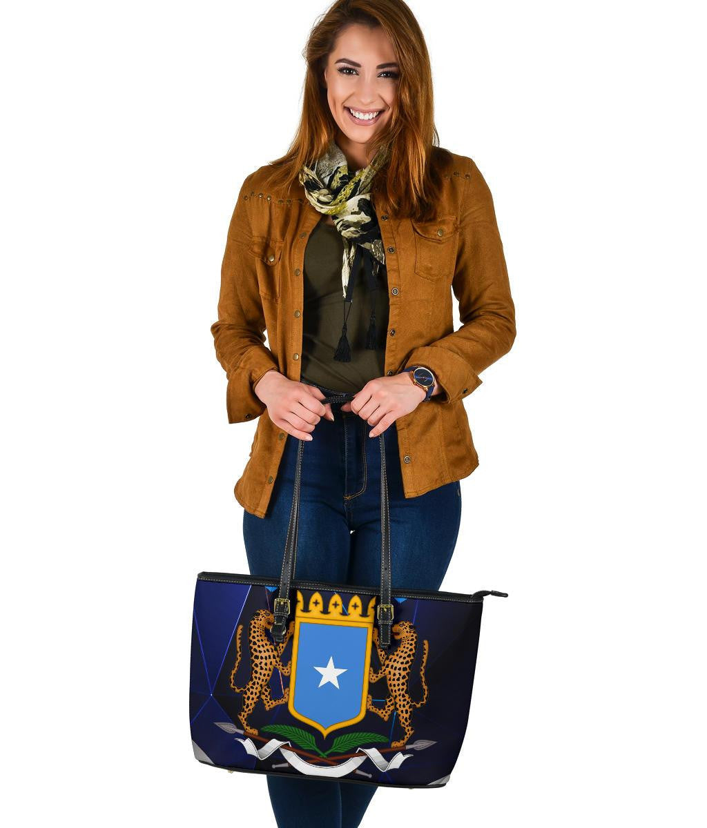 Somalia Leather Tote Coat Of Arms Somalia With Leopard RLT8