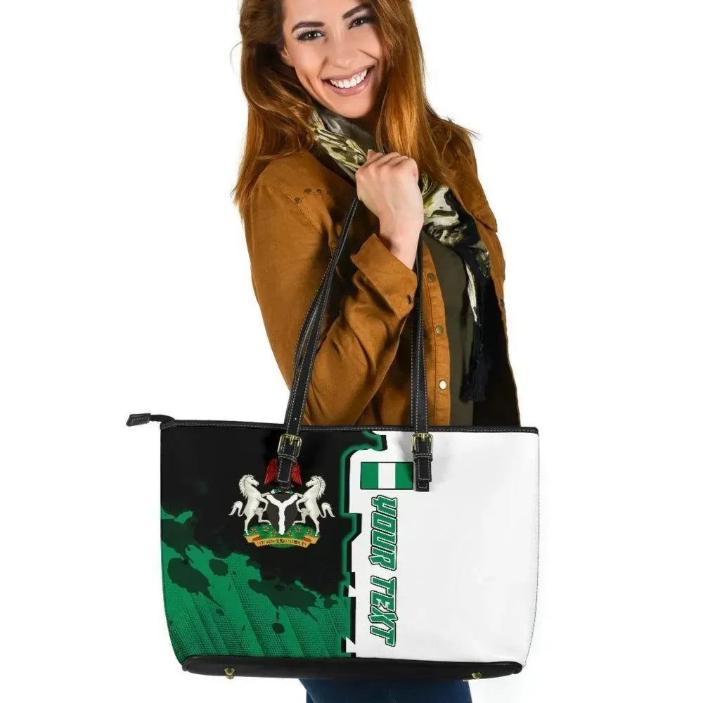 Nigeria Personalised Leather Tote Bag Independence Day RLT8