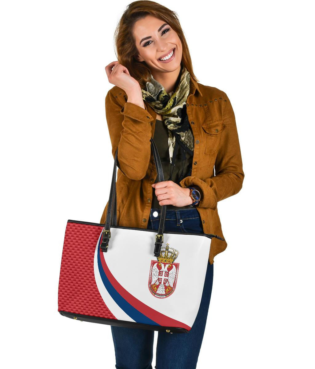 Serbia Leather Tote Bag Serbia Flag Red RLT7