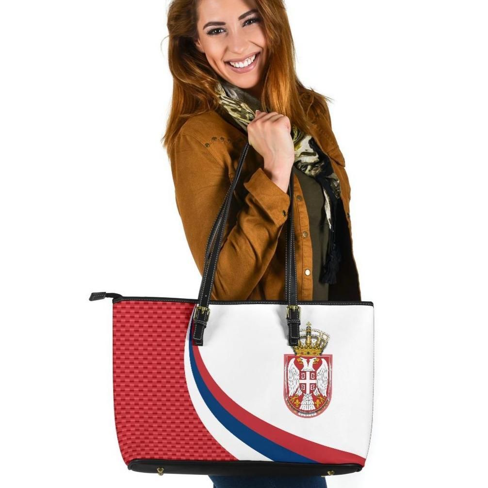 Serbia Leather Tote Bag Serbia Flag Red RLT7