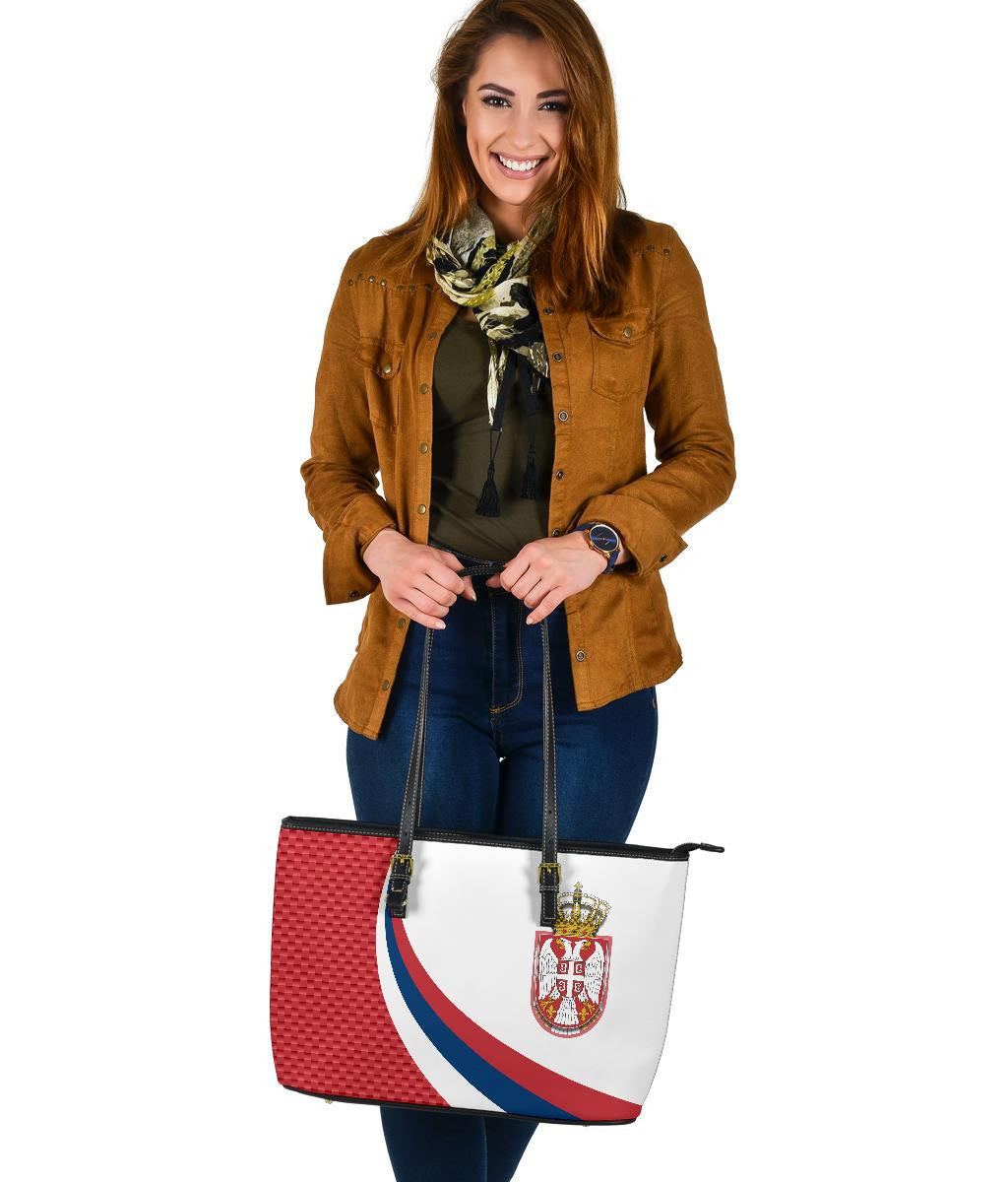 Serbia Leather Tote Bag Serbia Flag Red RLT7