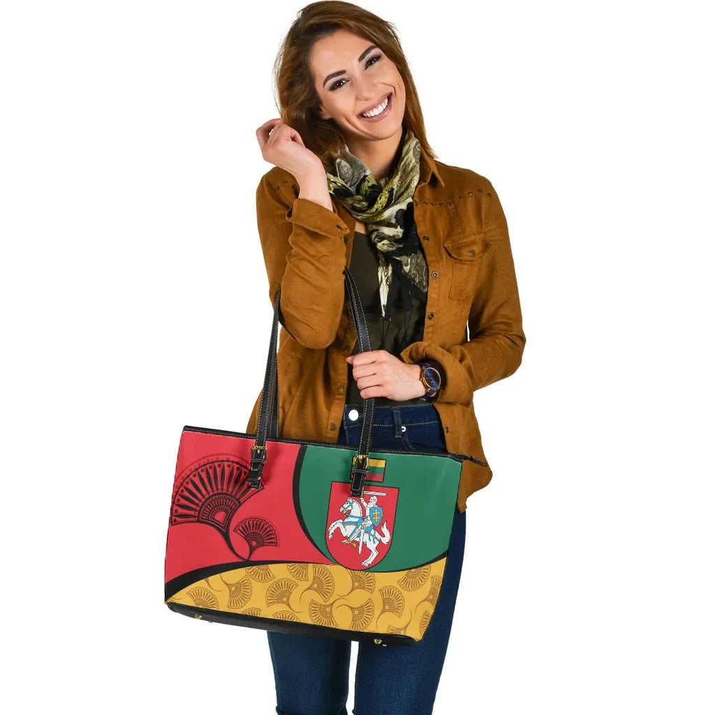Lithuania Leather Tote Bag - Flag of Lithuania RLT6