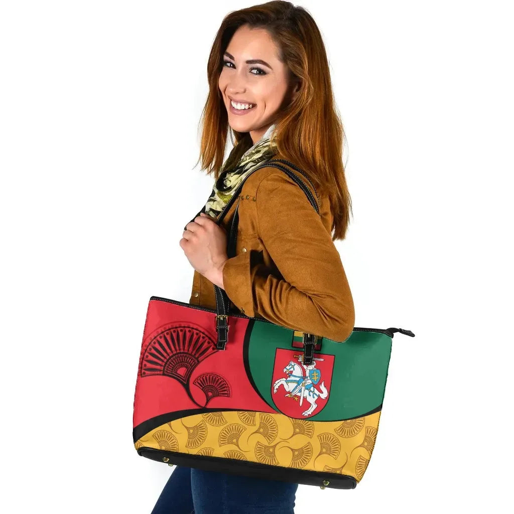 Lithuania Leather Tote Bag - Flag of Lithuania RLT6