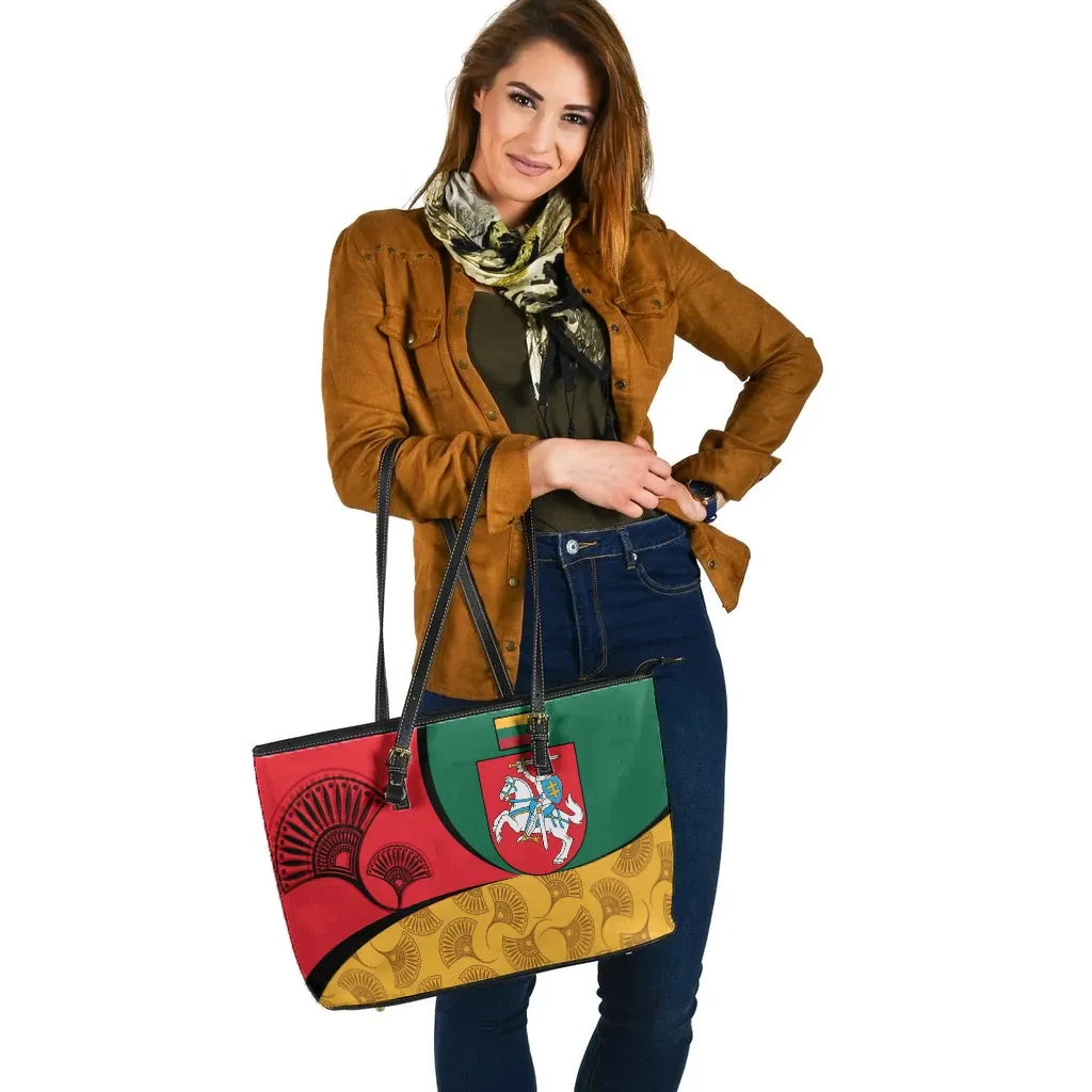 Lithuania Leather Tote Bag - Flag of Lithuania RLT6