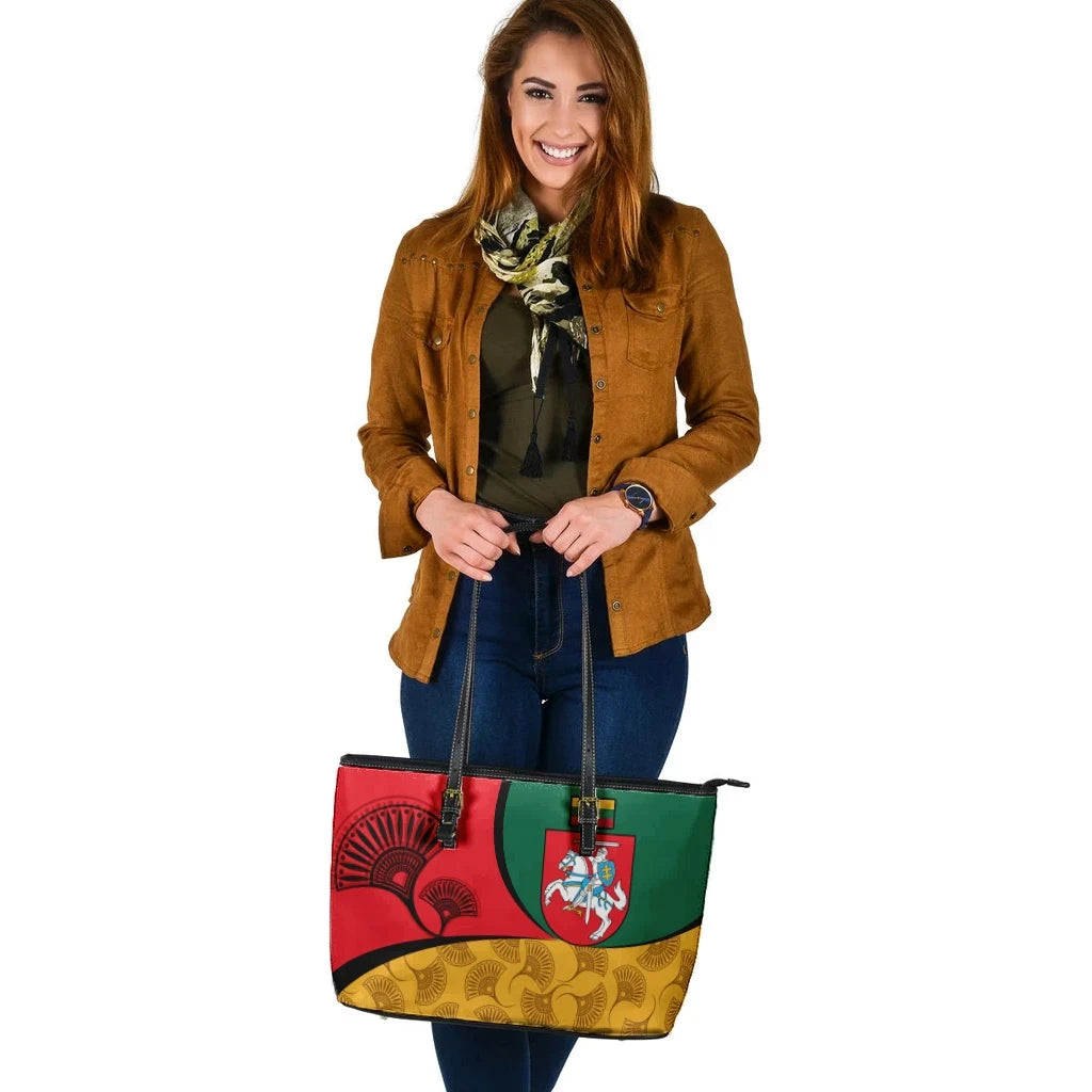 Lithuania Leather Tote Bag - Flag of Lithuania RLT6