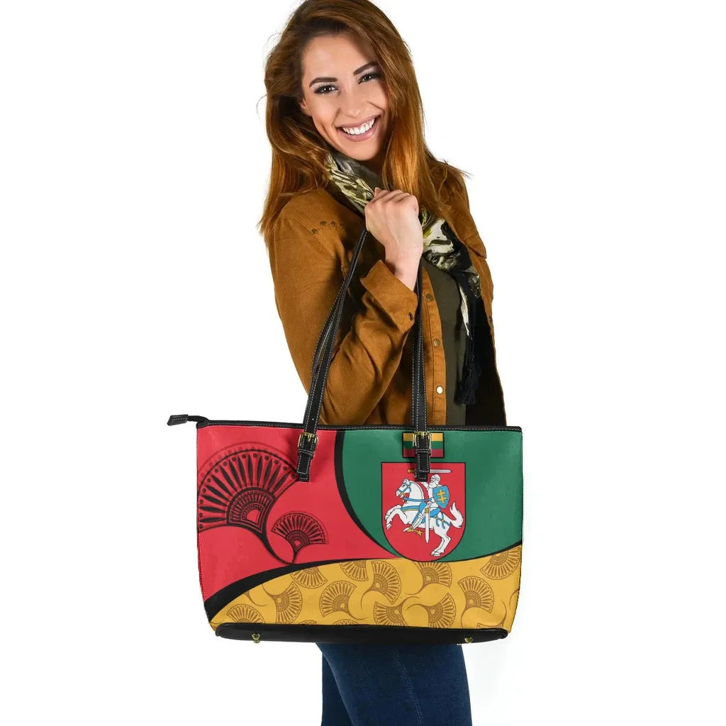 Lithuania Leather Tote Bag - Flag of Lithuania RLT6