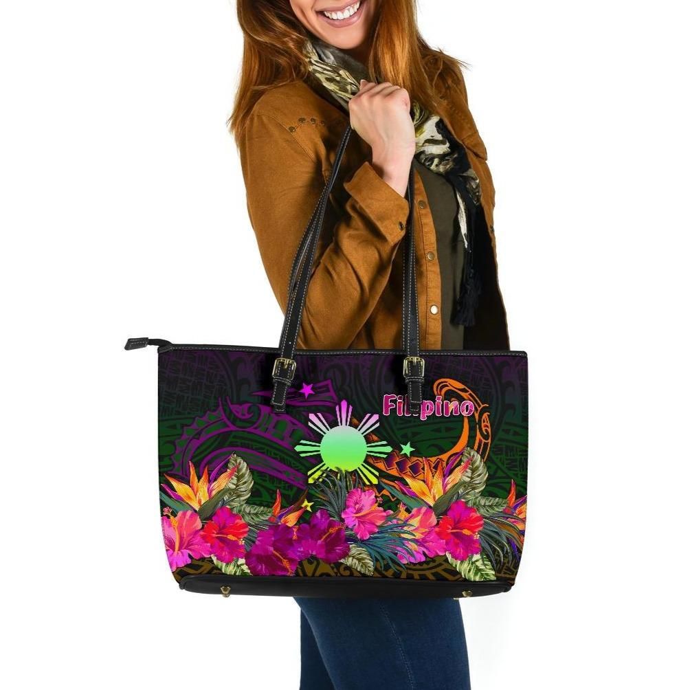 The Phillipines Leather Tote Summer Hibiscus RLT6