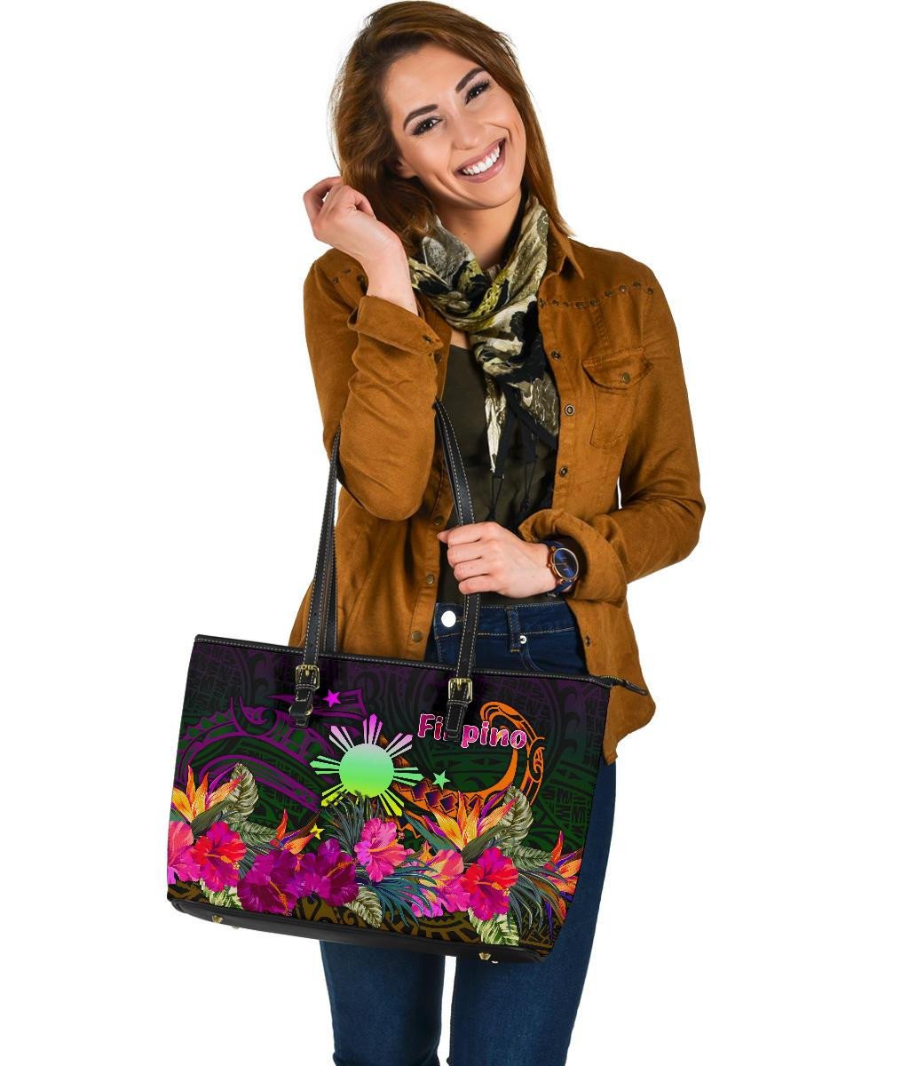 The Phillipines Leather Tote Summer Hibiscus RLT6
