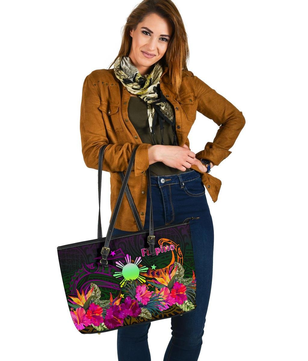 The Phillipines Leather Tote Summer Hibiscus RLT6