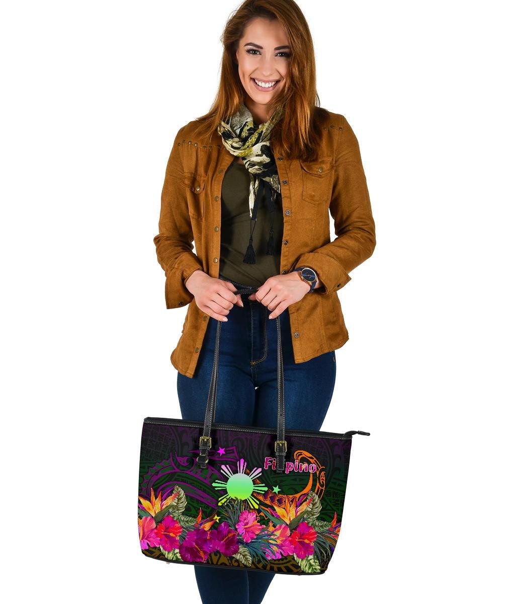 The Phillipines Leather Tote Summer Hibiscus RLT6