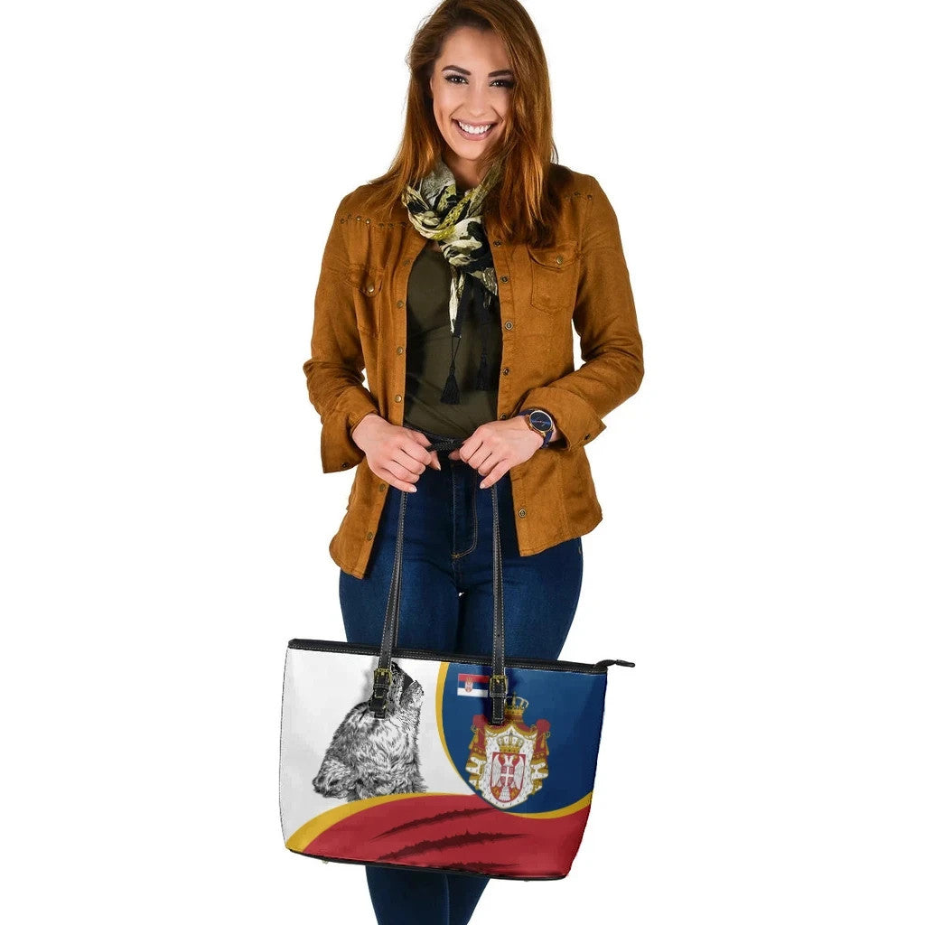 Serbia Leather Tote Bag Flag Of Serbia RLT7