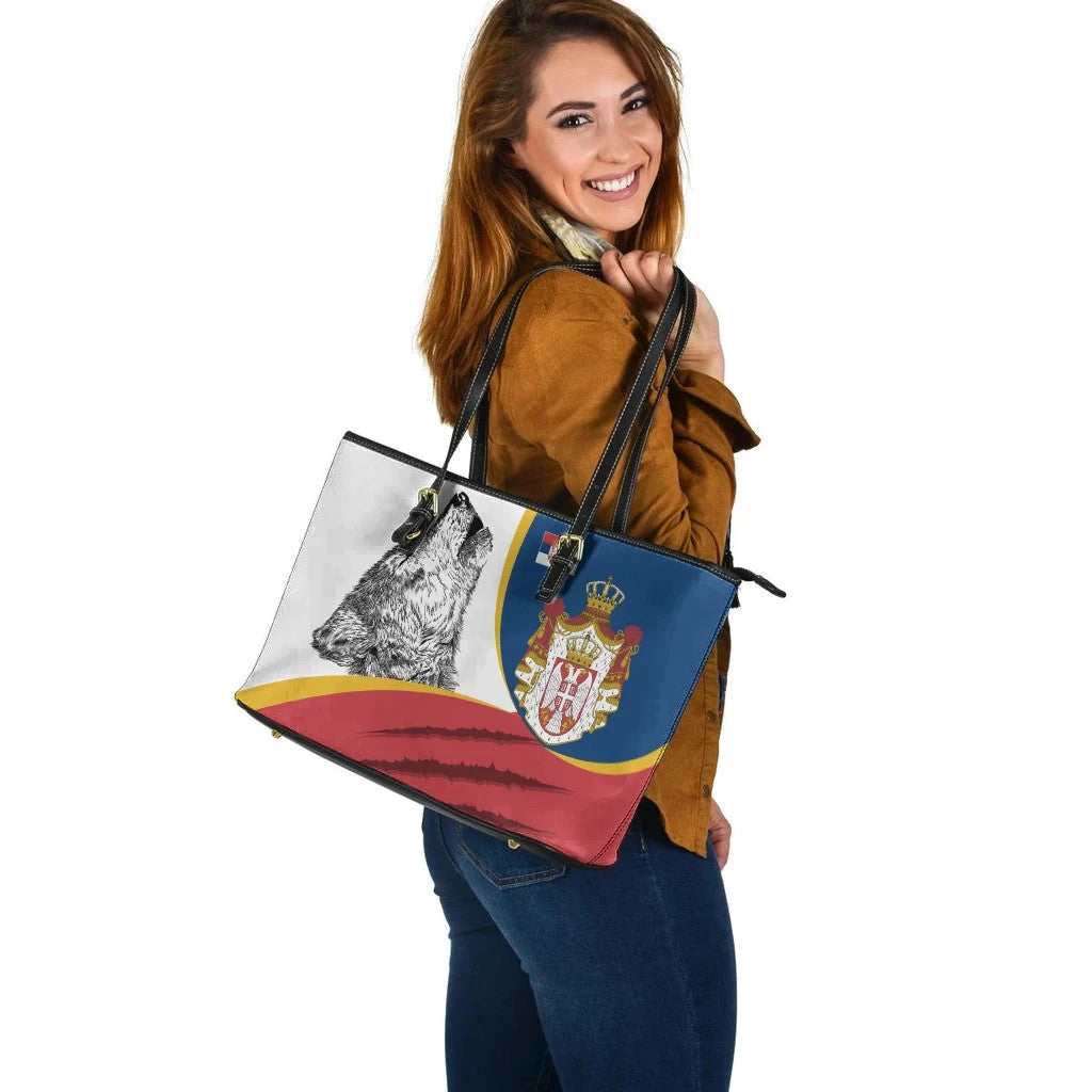 Serbia Leather Tote Bag Flag Of Serbia RLT7