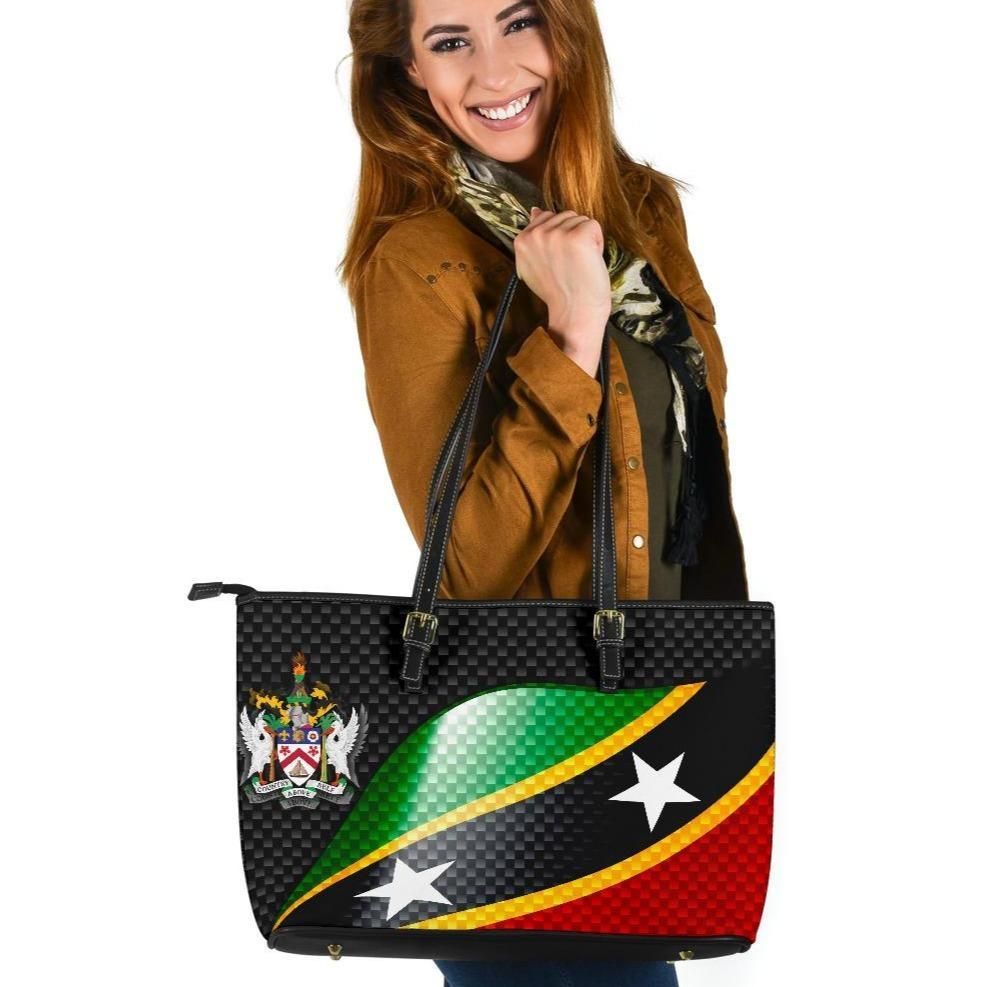 Saint Kitts and Nevis leatherTote Bags Saint Kitts and Nevis Flag Ver 01 RLT6
