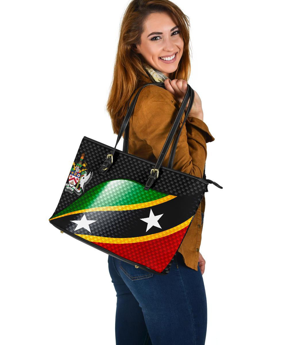 Saint Kitts and Nevis leatherTote Bags Saint Kitts and Nevis Flag Ver 01 RLT6