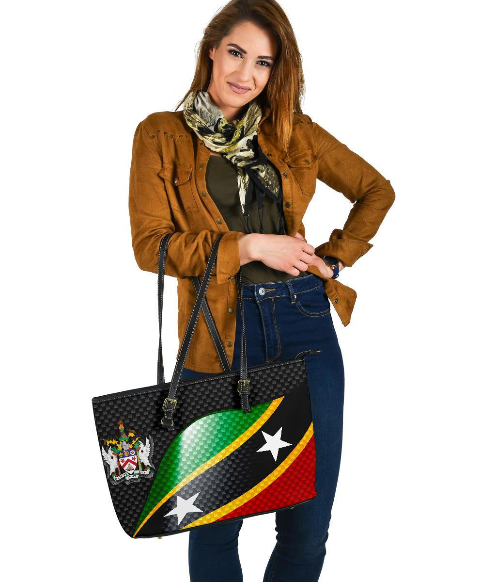 Saint Kitts and Nevis leatherTote Bags Saint Kitts and Nevis Flag Ver 01 RLT6