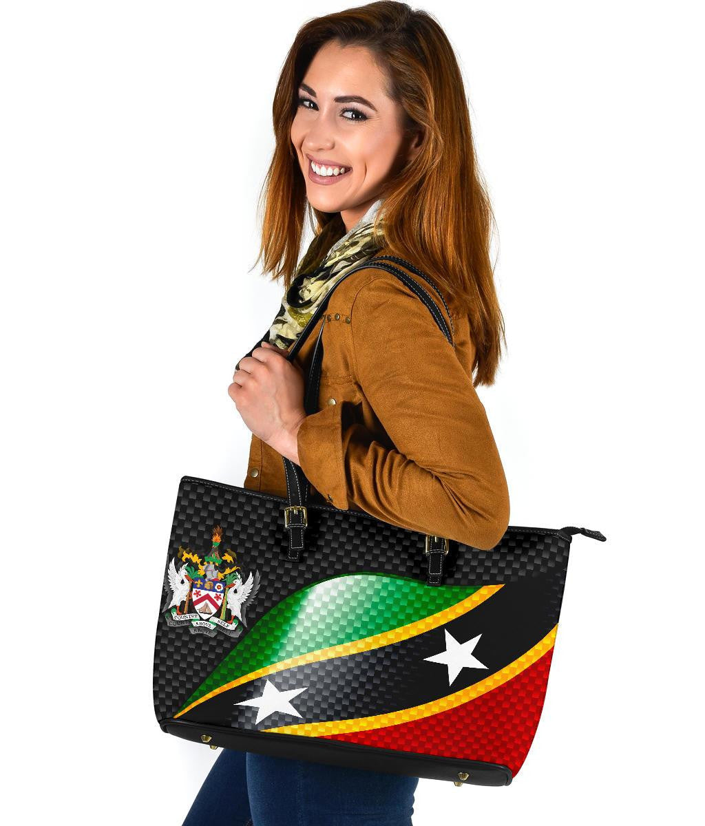 Saint Kitts and Nevis leatherTote Bags Saint Kitts and Nevis Flag Ver 01 RLT6