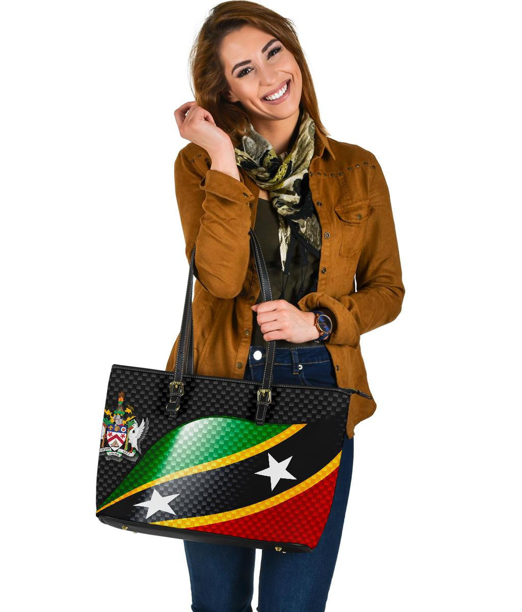 Saint Kitts and Nevis leatherTote Bags Saint Kitts and Nevis Flag Ver 01 RLT6
