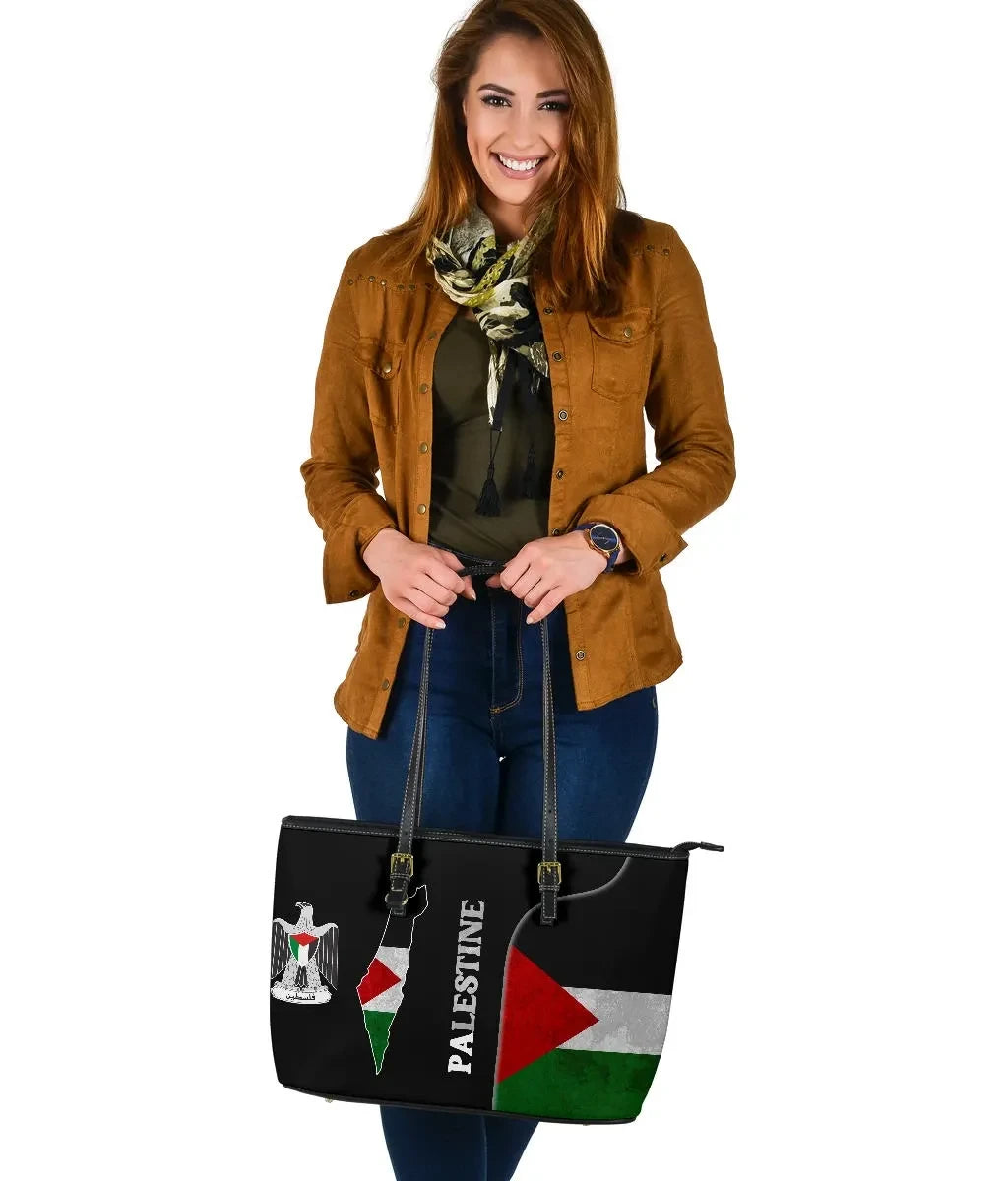 Palestine Flag Leather Tote Coat Of Arms RLT13