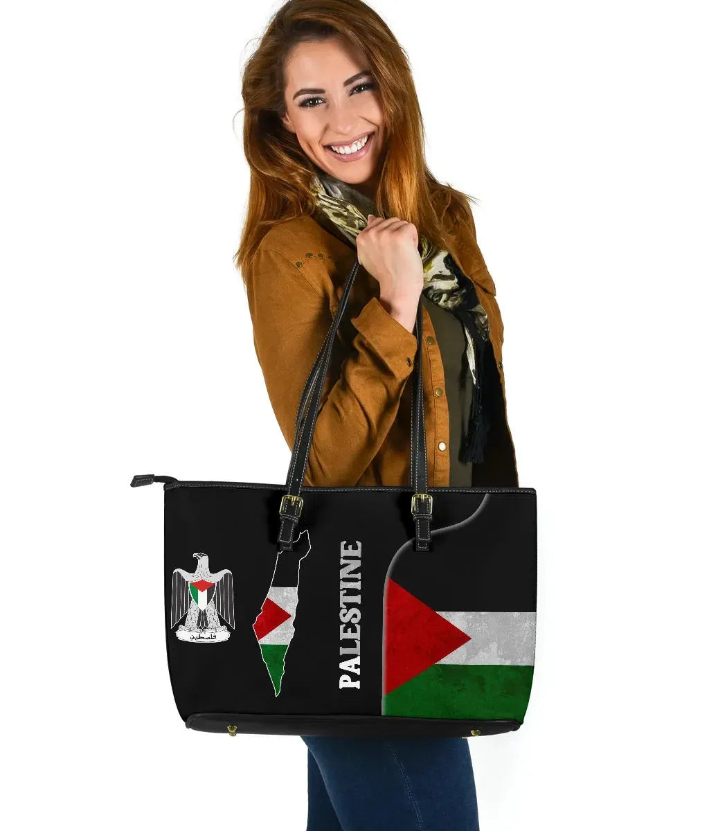 Palestine Flag Leather Tote Coat Of Arms RLT13