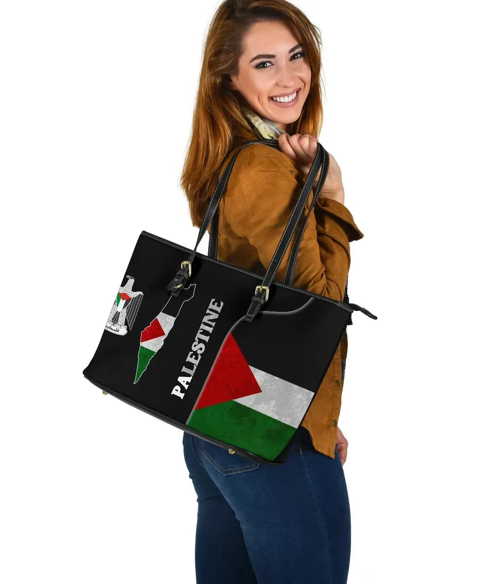 Palestine Flag Leather Tote Coat Of Arms RLT13