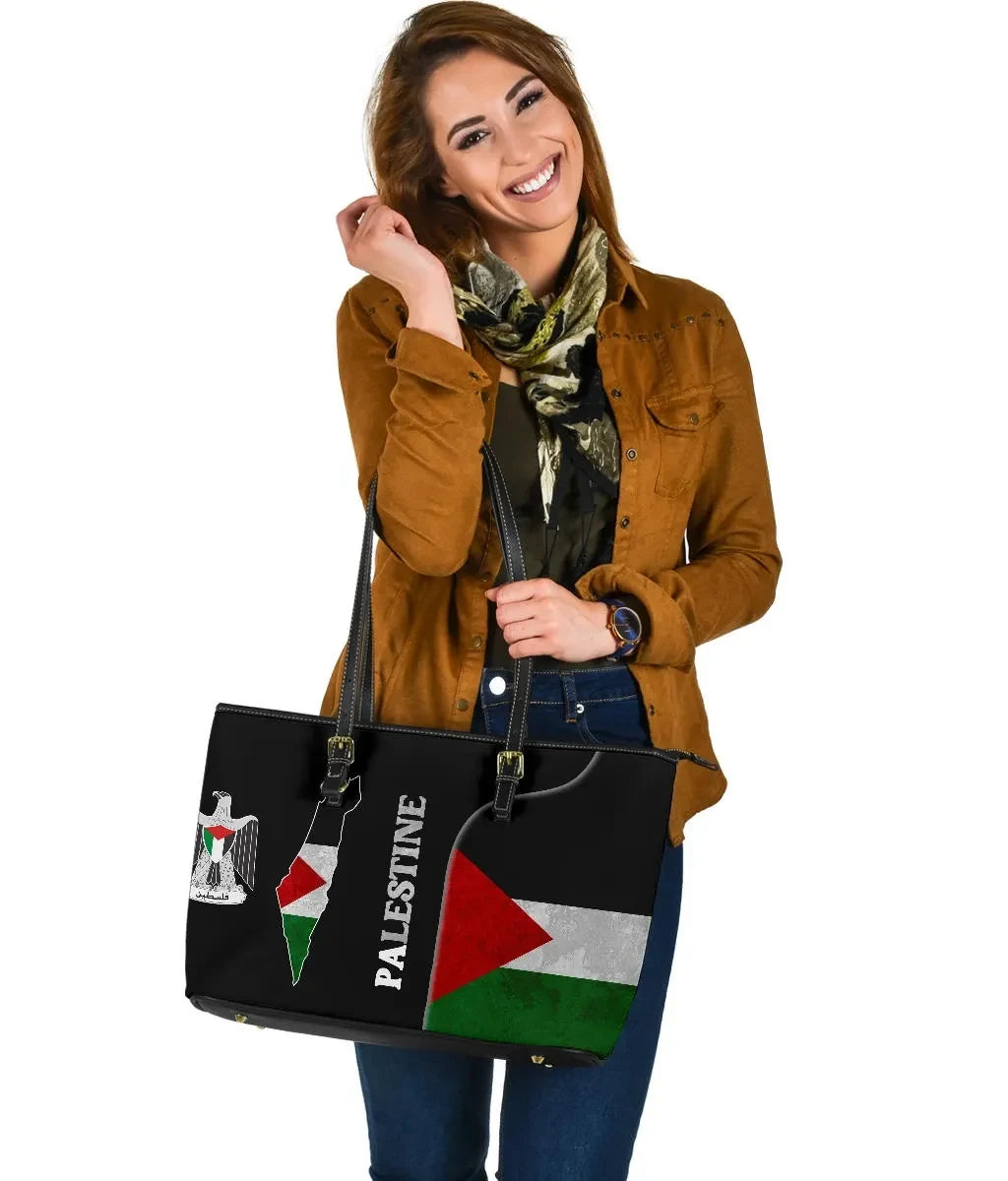 Palestine Flag Leather Tote Coat Of Arms RLT13
