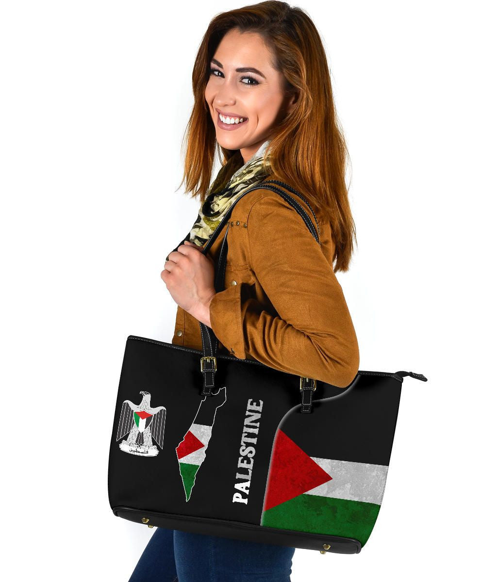 Palestine Flag Leather Tote Coat Of Arms RLT13