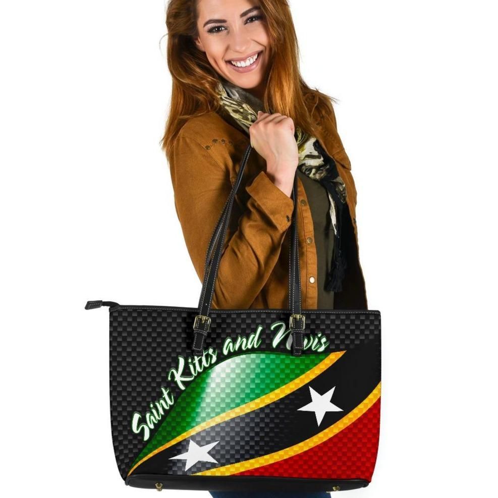 Saint Kitts and Nevis leatherTote Bags Saint Kitts and Nevis Flag RLT6