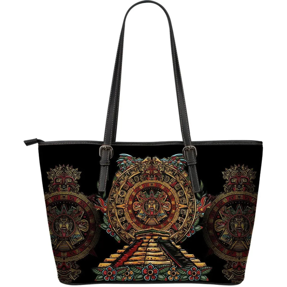 Mexico Leather Tote Aztec Sun Stone Tattoo RLT13
