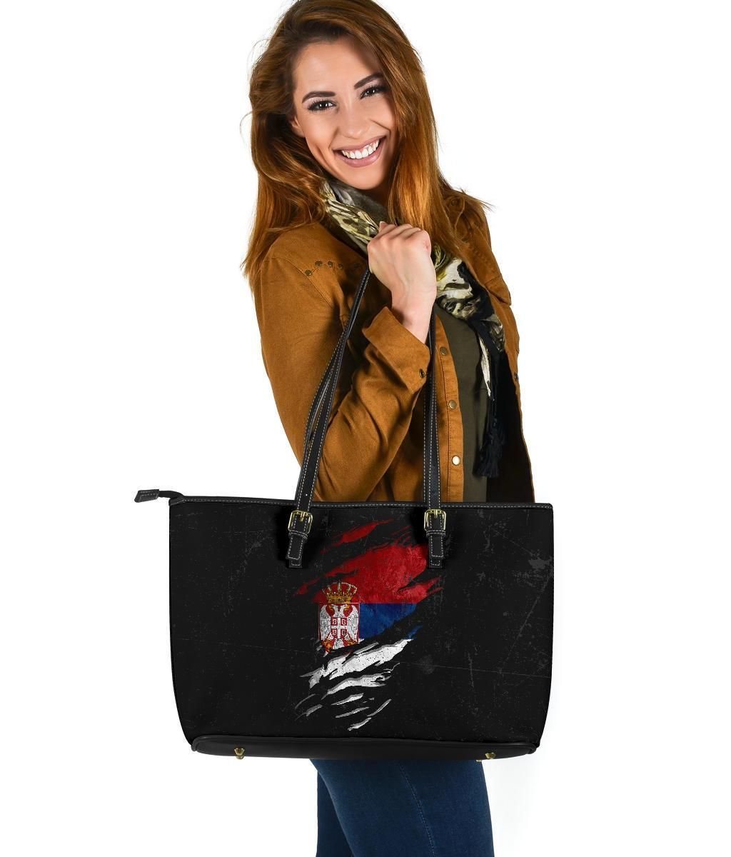 Serbia In Me Leather Tote Special Grunge Style RLT7