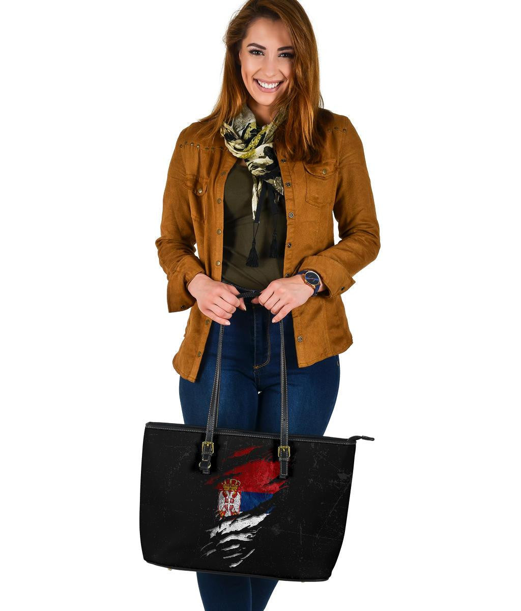 Serbia In Me Leather Tote Special Grunge Style RLT7