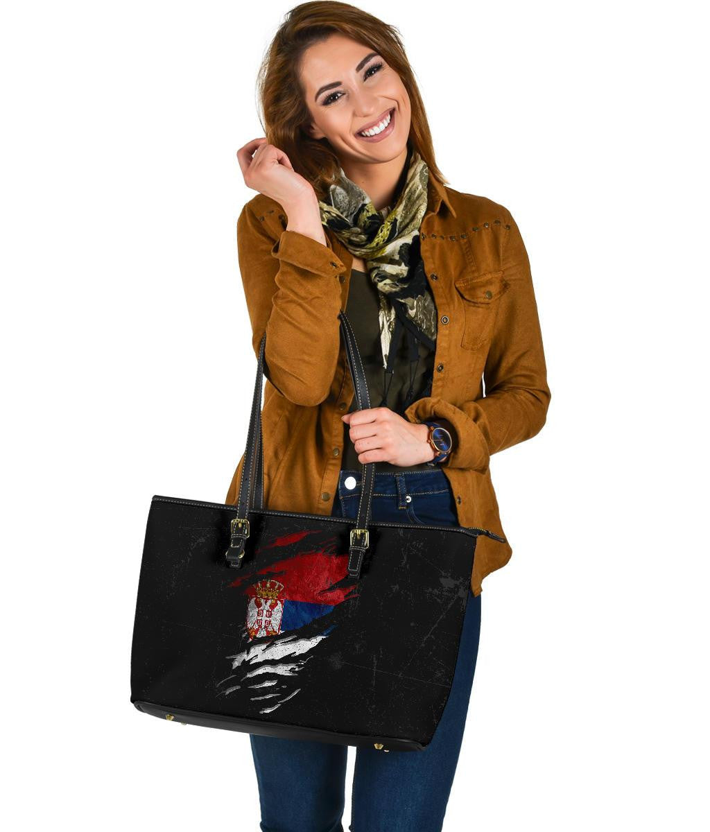 Serbia In Me Leather Tote Special Grunge Style RLT7