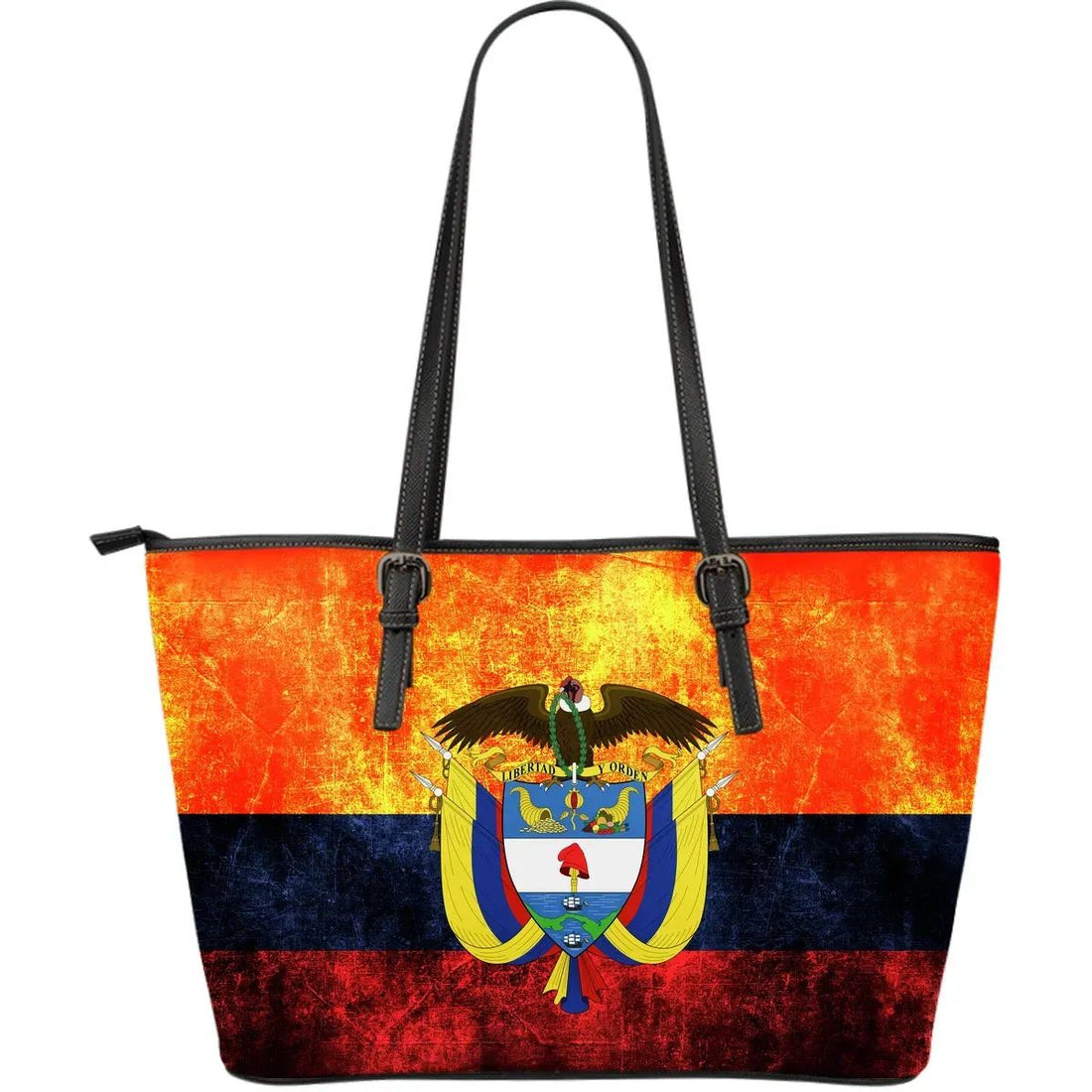 Colombia Grunge Flag Leather Tote Bag RLT7