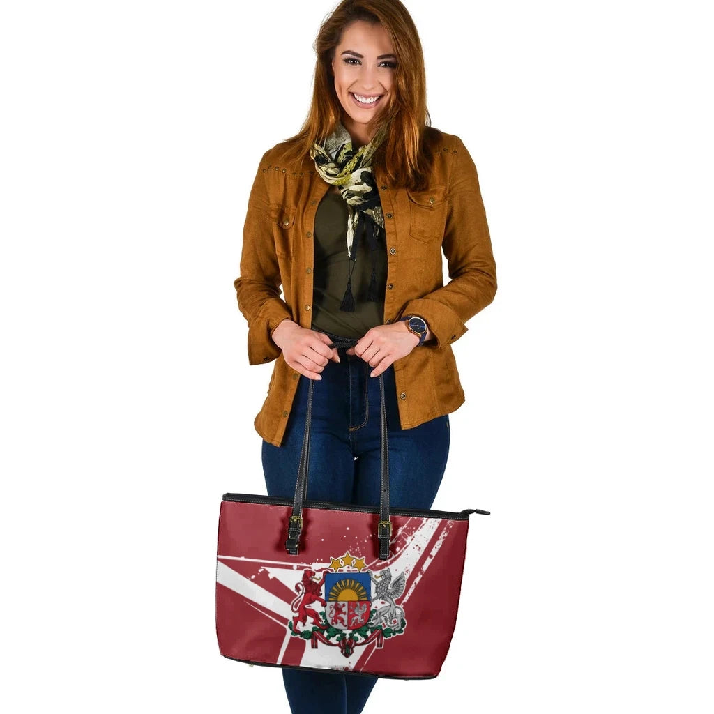 Latvia Leather Tote Bag - Latvia Pride RLT6