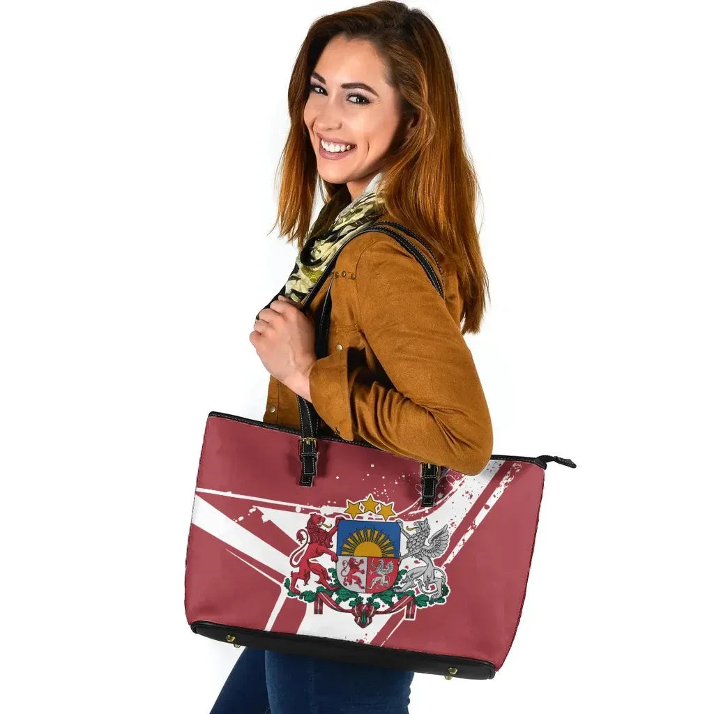 Latvia Leather Tote Bag - Latvia Pride RLT6