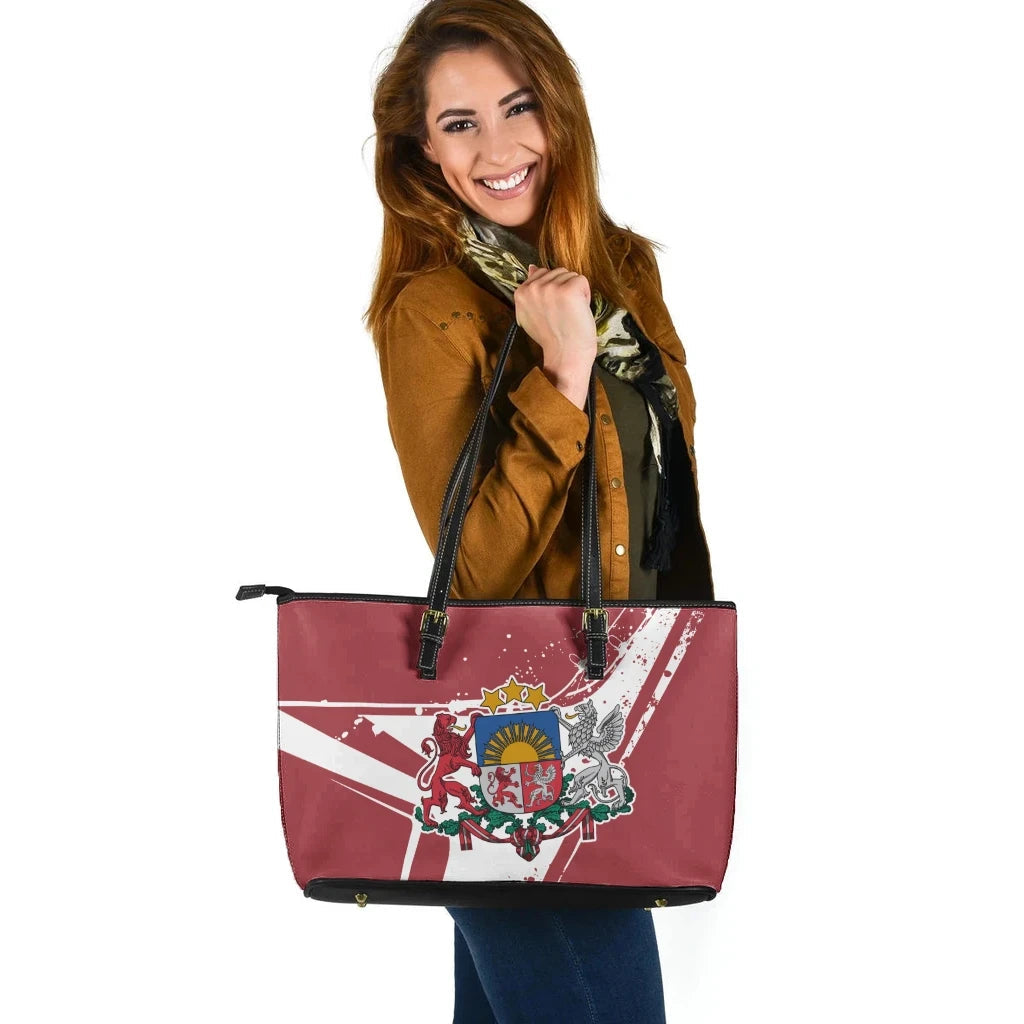 Latvia Leather Tote Bag - Latvia Pride RLT6