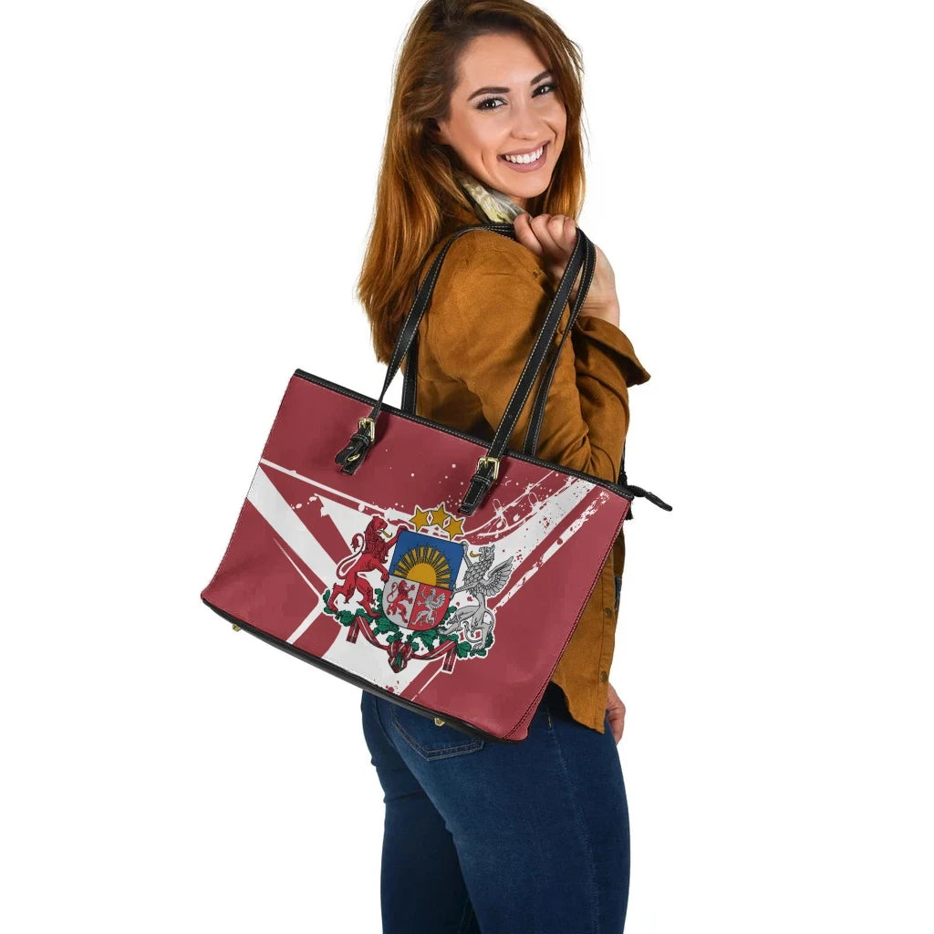 Latvia Leather Tote Bag - Latvia Pride RLT6
