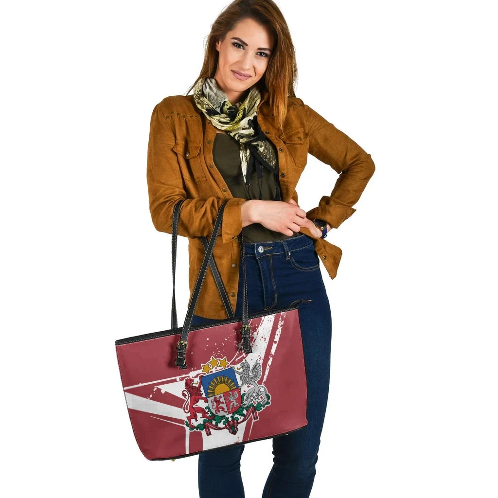 Latvia Leather Tote Bag - Latvia Pride RLT6
