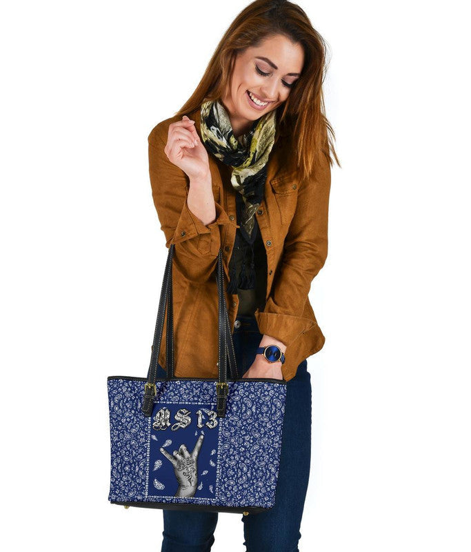 Leather Tote Blue Bandana RLT8