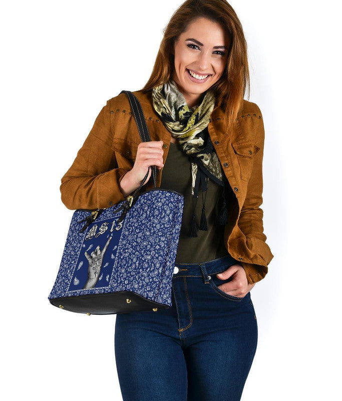 Leather Tote Blue Bandana RLT8