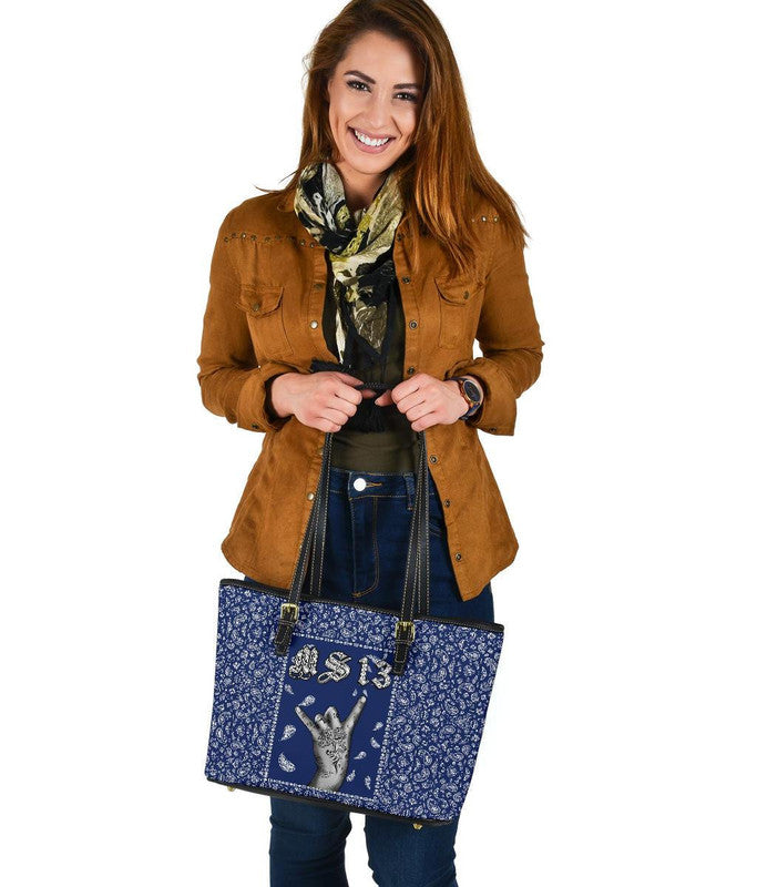 Leather Tote Blue Bandana RLT8