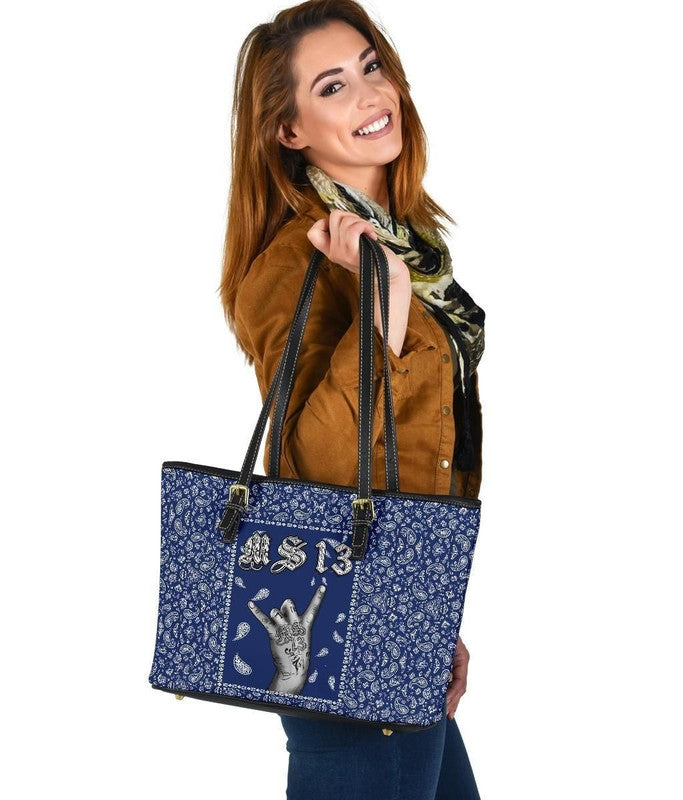 Leather Tote Blue Bandana RLT8