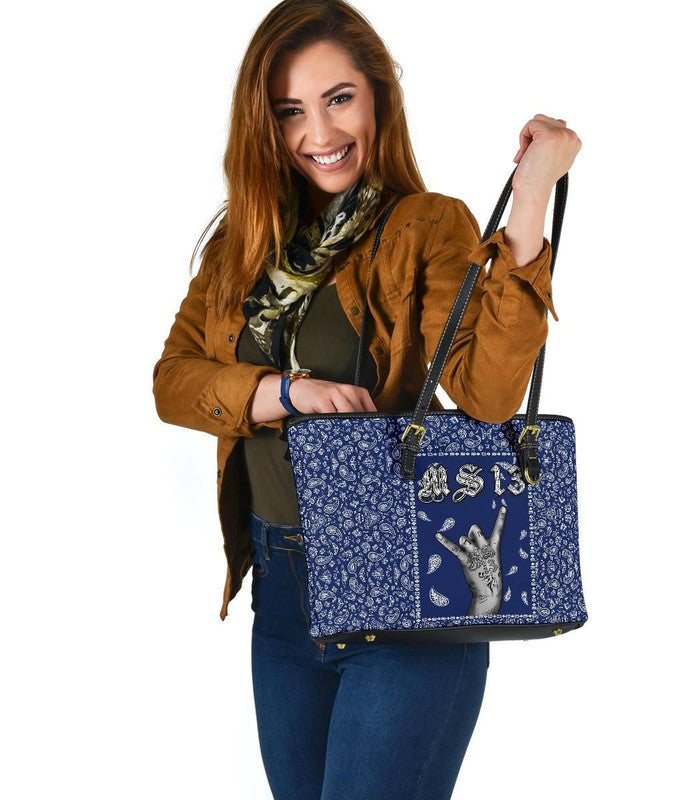 Leather Tote Blue Bandana RLT8